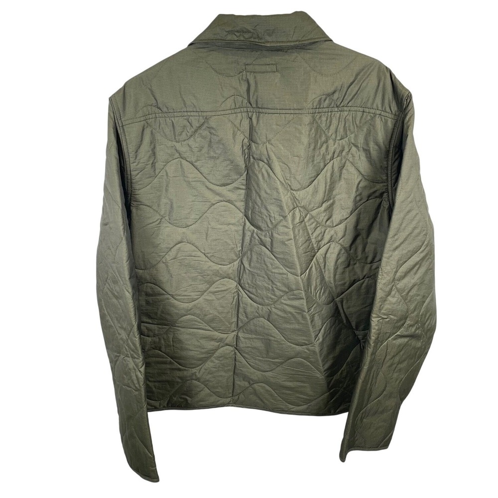 EXPRESS Quilted Puffer Jacket NEW Lightweight Olive Green Snap Button Pockets M - Picture 3 of 7